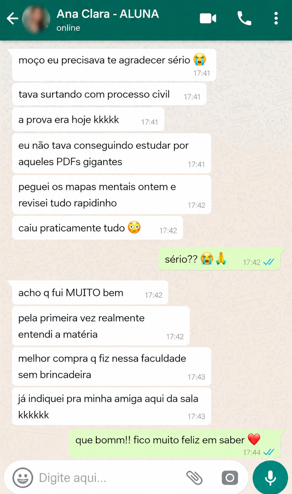Depoimento de aluna 1