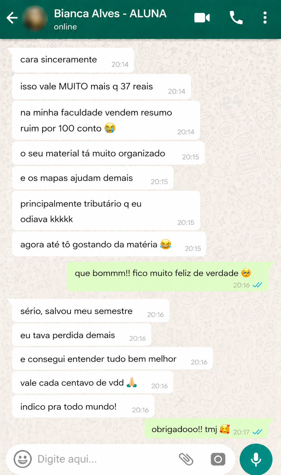 Depoimento de aluna 8