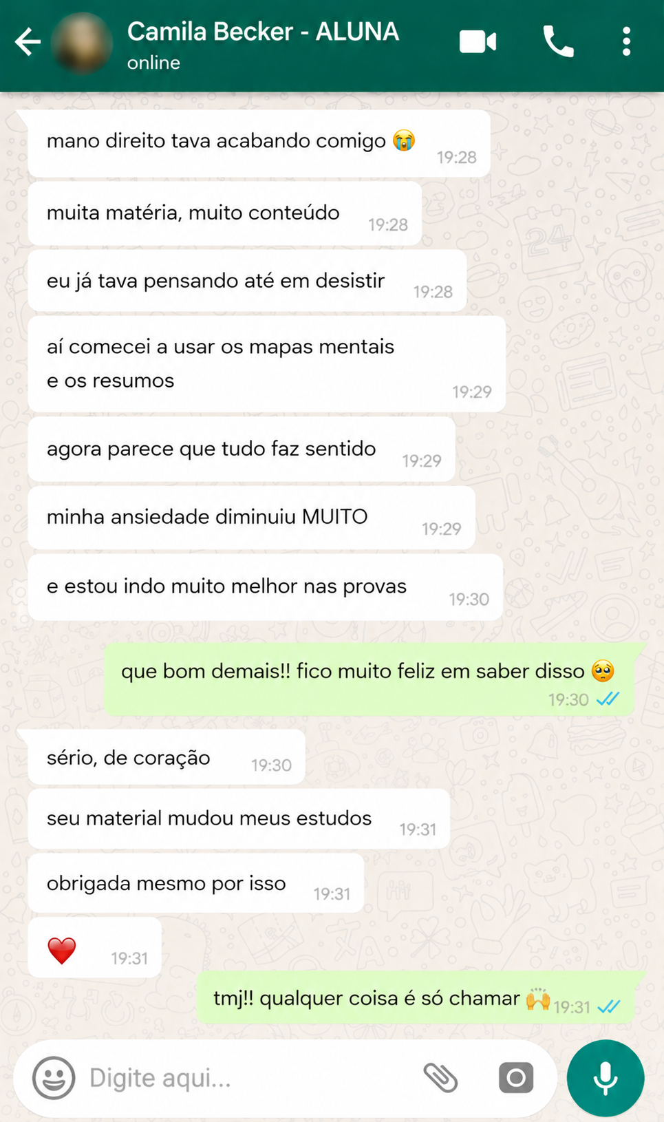 Depoimento de aluna 7