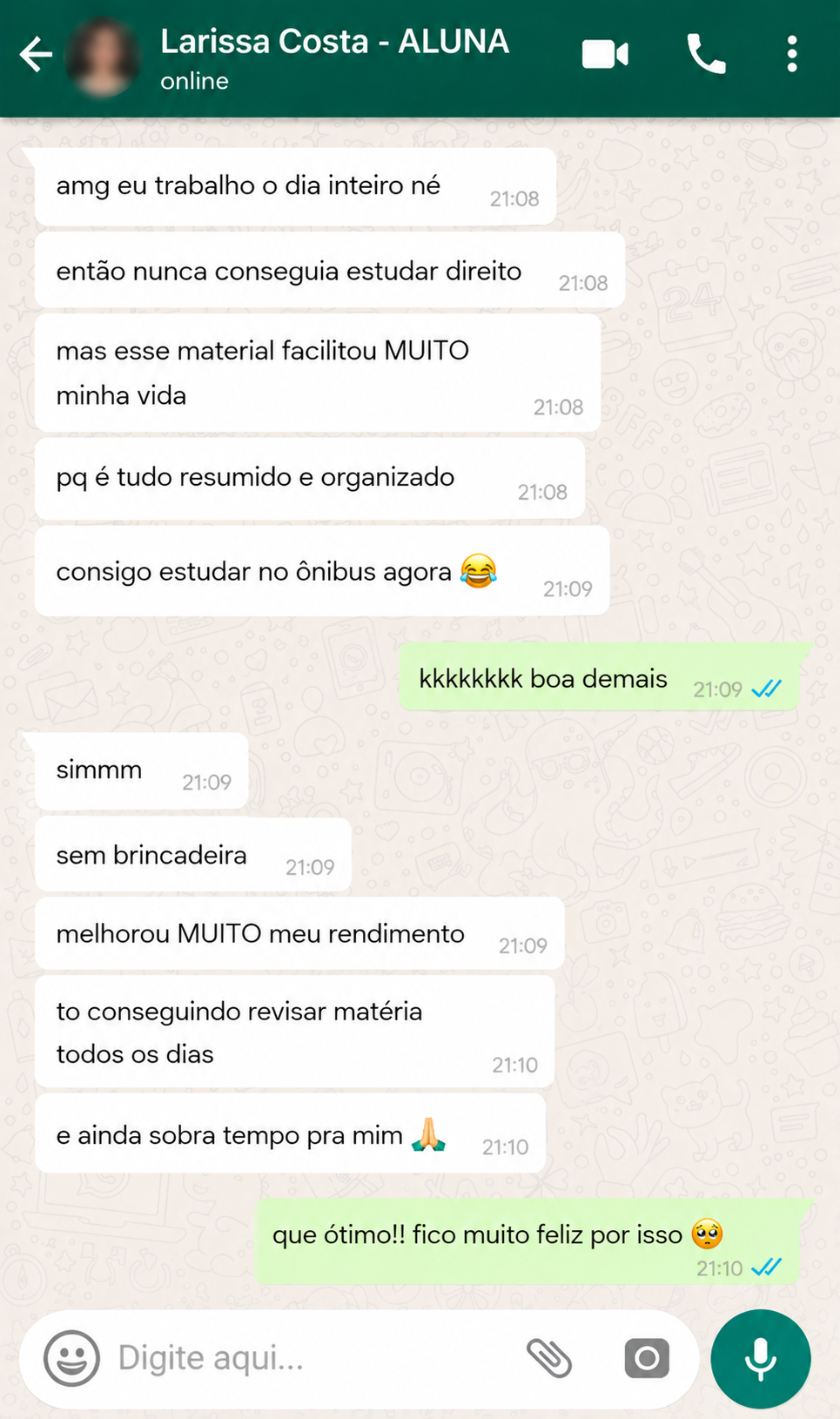 Depoimento de aluna 6